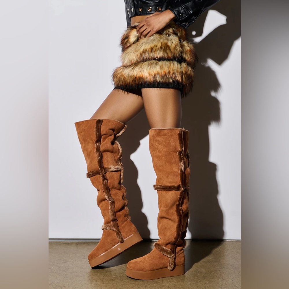 NWT AZALEA WANG ICELANDER BROWN FUR BOOT - Picture 6 of 16